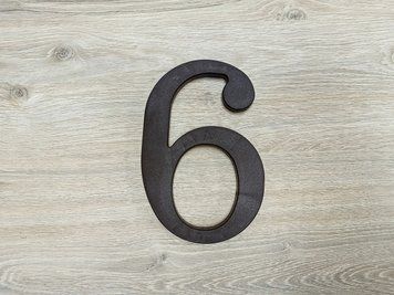 Цифра &laquo;6&raquo; номер для будинку, фасаду та дверей, пластикова 17х11 см (Темно-коричнева) 2365237144 фото