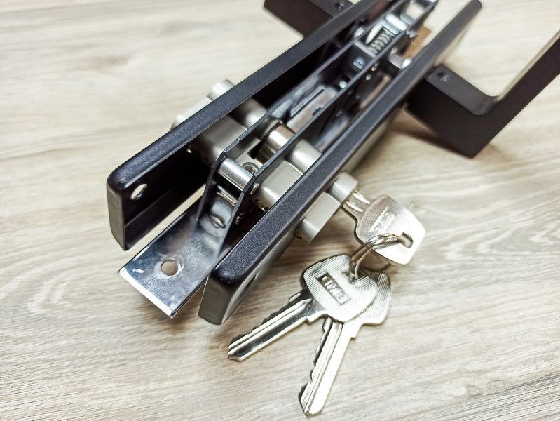 Замок врізний з ручками для воріт чи хвіртки Qwadro 85/20 циліндр 35/35 (Графіт, чорний, білий, коричневий) 2795080058 фото