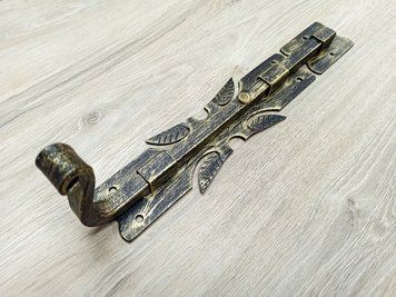 Засув для воріт кований квадратний 300мм (Античне золото) 2248187388 фото