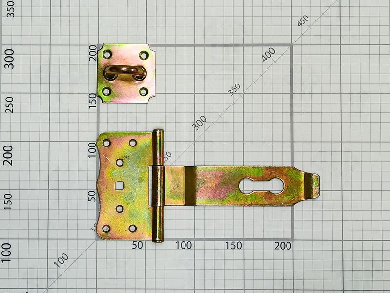 Петля со скобой под навесной замок Ретро P110х40х230 (Желтый цинк) 2397045514 фото